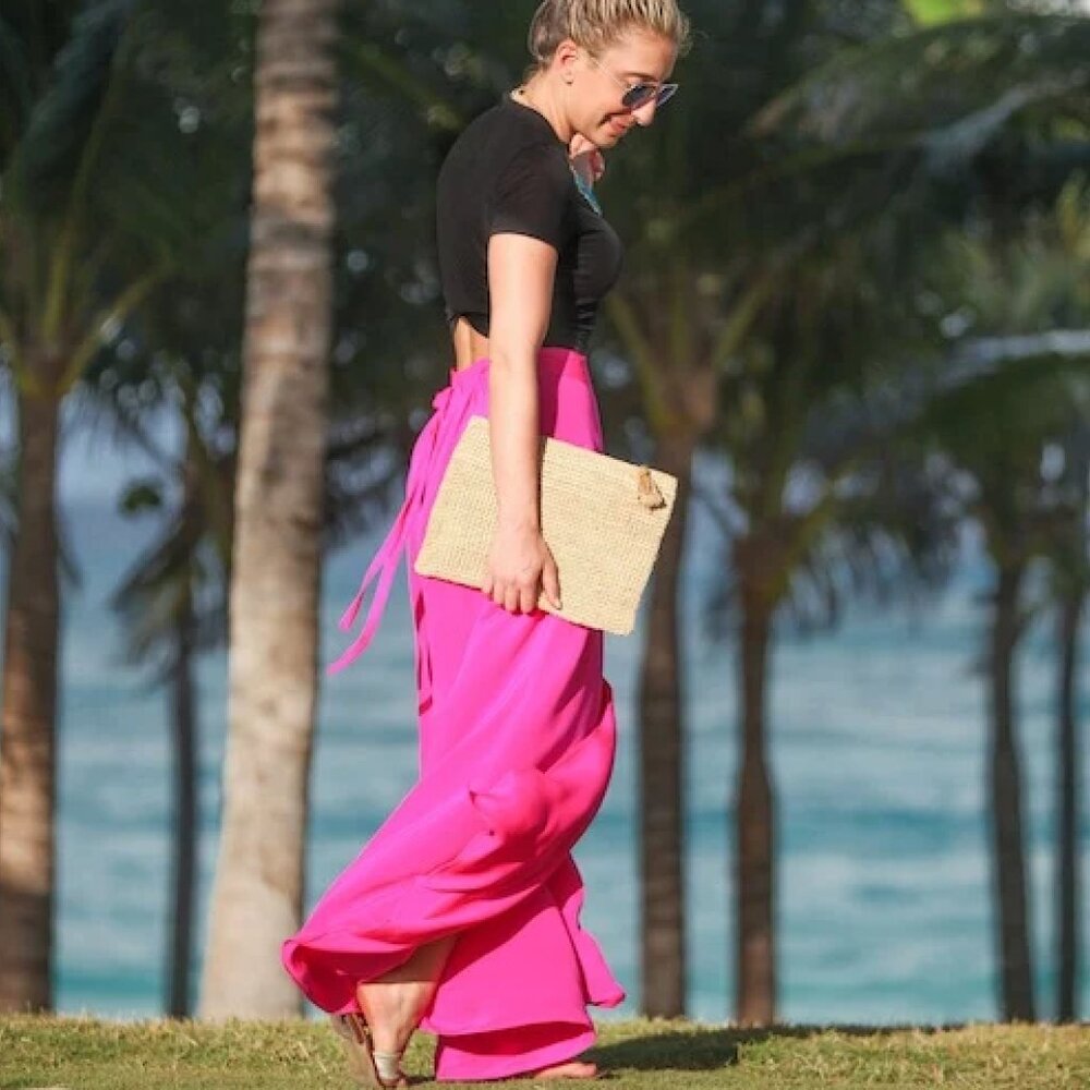 $395 100% Silk Calypso St. Bath Brava Maxi Skirt M